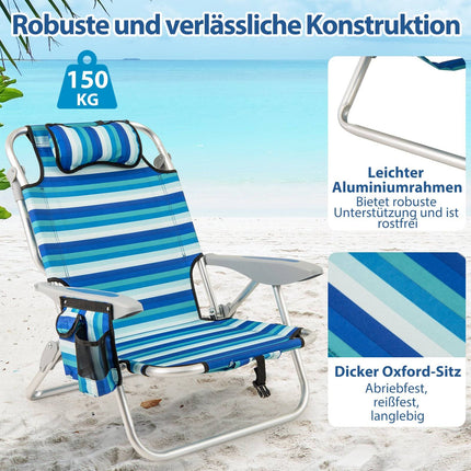 Klappbares Strandstuhl-Set mit verstellbarer Rückenlehne & Kühltasche