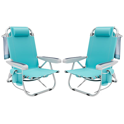 Ensemble de 2 chaises de plage pliantes avec dossier réglable