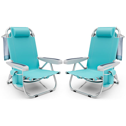 Ensemble de 2 chaises de plage pliantes avec dossier réglable