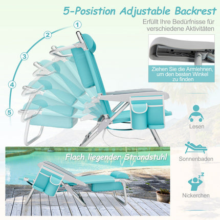Ensemble de 2 chaises de plage pliantes avec dossier réglable