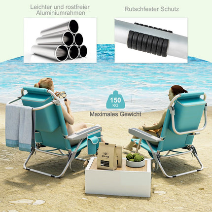 Ensemble de 2 chaises de plage pliantes avec dossier réglable