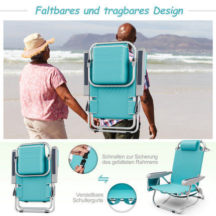 Ensemble de 2 chaises de plage pliantes avec dossier réglable