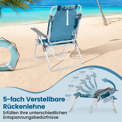 Klappbare Strandstühle mit Tisch, verstellbare Rückenlehne, Blau