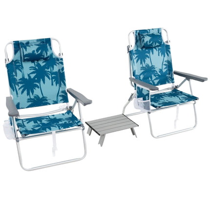 Klappbare Strandstühle mit Tisch, verstellbare Rückenlehne, Blau