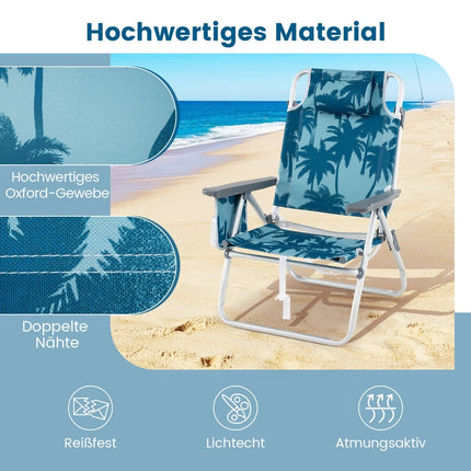 Klappbare Strandstühle mit Tisch, verstellbare Rückenlehne, Blau