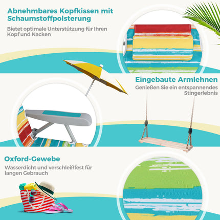 Klappbarer Strandstuhl mit verstellbarer Rückenlehne, blaue Streifen
