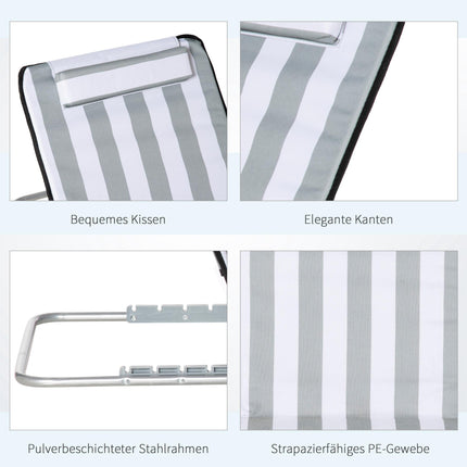 Chaise longue de plage pliable avec coussin et dossier réglable