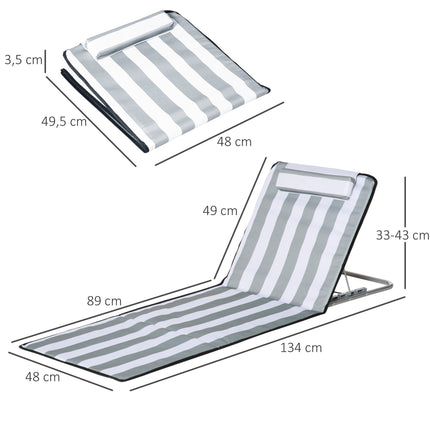 Chaise longue de plage pliable avec coussin et dossier réglable