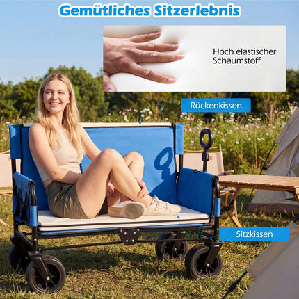 Chariot de plage pliable avec siège et poignée réglable