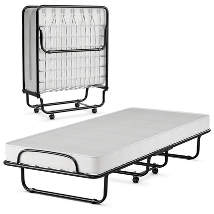 Lit pliant à roulettes, matelas en mousse à mémoire de forme, 190 x 80 cm