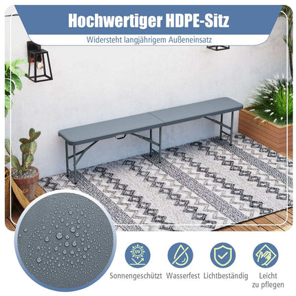 Klappbank 180cm HDPE, Metallbeine, 600kg Tragkraft