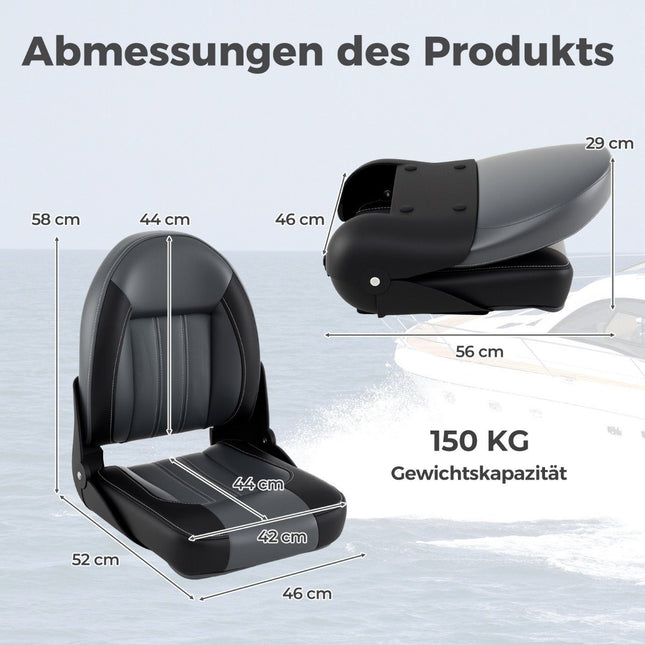 Ensemble de sièges de bateau pliables, lot de 2, rembourrage en mousse de 7 cm