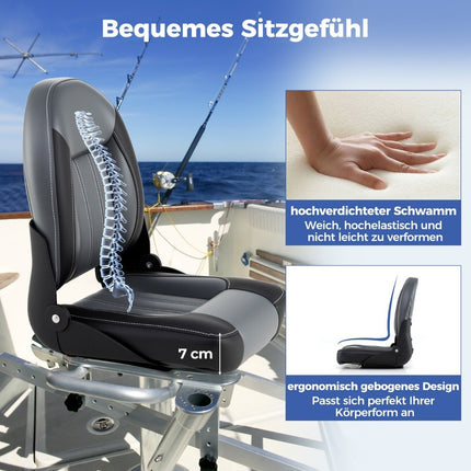 Ensemble de sièges de bateau pliables, lot de 2, rembourrage en mousse de 7 cm