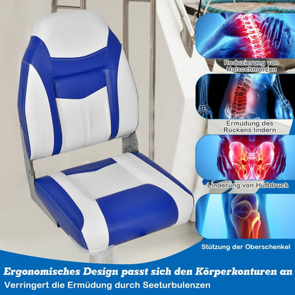 Klappbares Bootsitz-Set, hohe Rückenlehne, dicke Schaumstoffpolsterung, Blau
