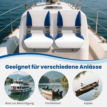 Sièges de bateau pliables avec rembourrage en mousse, imperméables, lot de 2