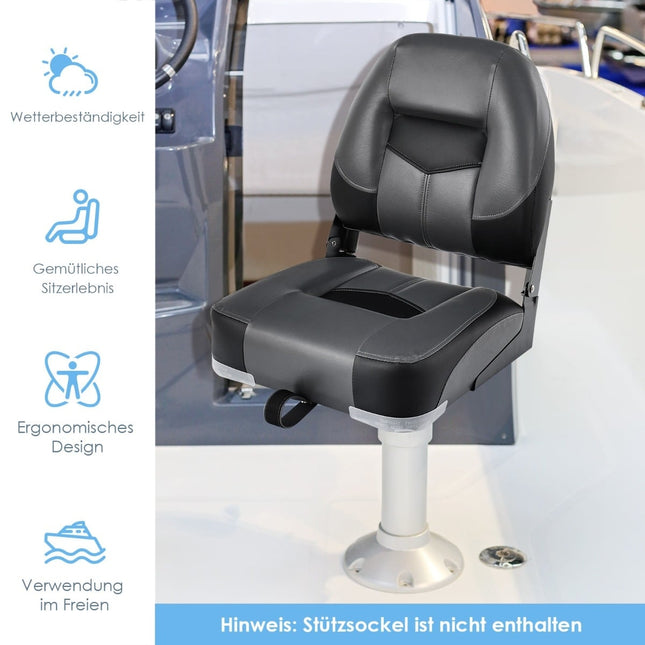 Ensemble de sièges de bateau pliables, noirs, rembourrés en mousse, capacité de 110 kg