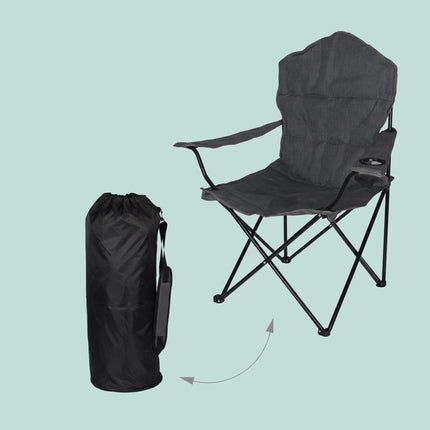 Klappbarer Campingstuhl mit Armlehnen und Getränkehalter