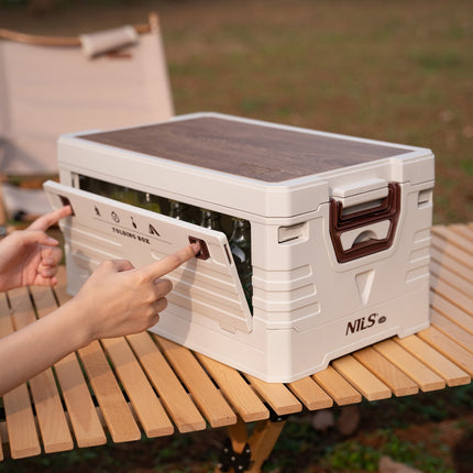 Coffre de camping pliable avec couvercle - Solution de rangement 2 en 1