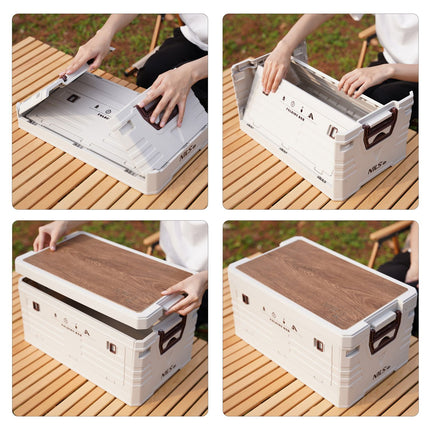 Coffre de camping pliable avec couvercle - Solution de rangement 2 en 1