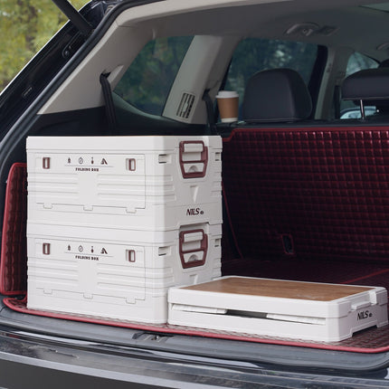 Coffre de camping pliable avec couvercle - Solution de rangement 2 en 1