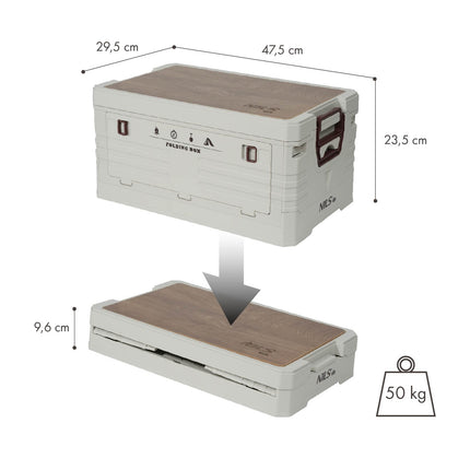 Coffre de camping pliable avec couvercle - Solution de rangement 2 en 1