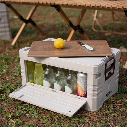 Coffre de camping pliable avec couvercle - Solution de rangement 2 en 1