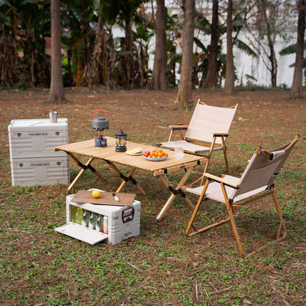 Coffre de camping pliable avec couvercle - Solution de rangement 2 en 1