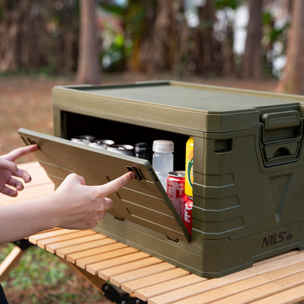 Coffre de camping pliable avec couvercle, vert, capacité 50 L