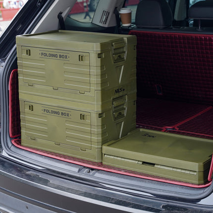 Coffre de camping pliable avec couvercle, vert, capacité 50 L