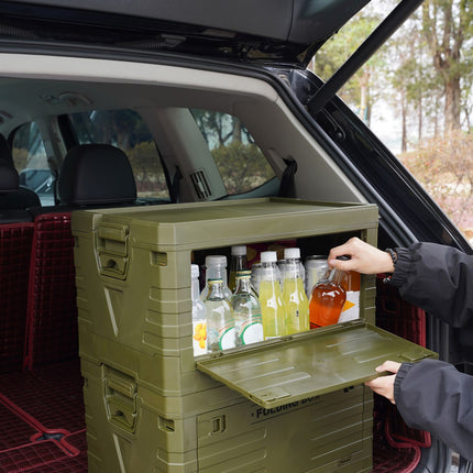 Coffre de camping pliable avec couvercle, vert, capacité 50 L