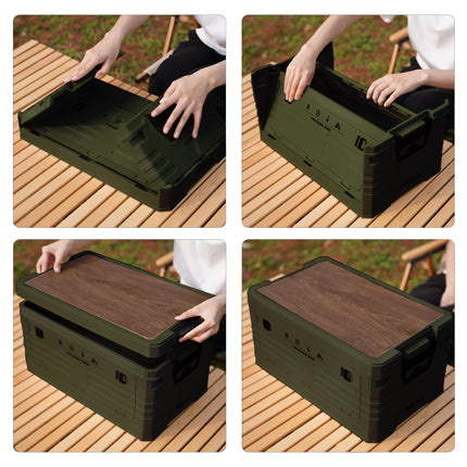 Coffre de camping pliable avec couvercle et table - 32 L, vert