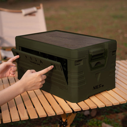 Coffre de camping pliable avec couvercle et table - 32 L, vert