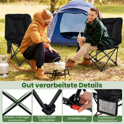 Chaise de camping pliante, dossier réglable, poche latérale