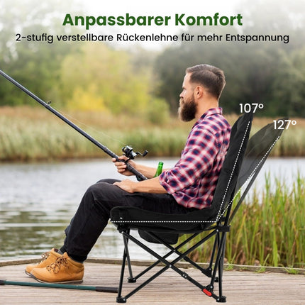 Chaise de camping pliante, dossier réglable, poche latérale
