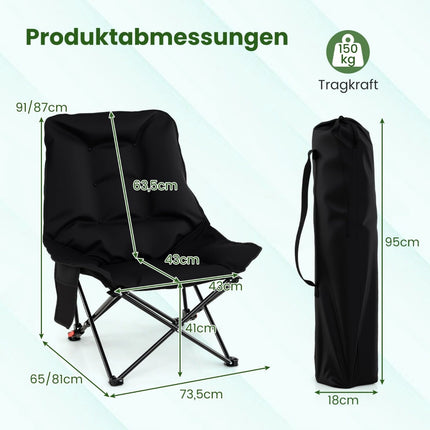 Chaise de camping pliante, dossier réglable, poche latérale