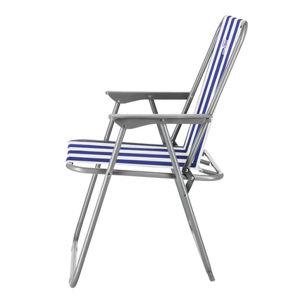 Chaise de camping pliante, bleu-blanc, design portable