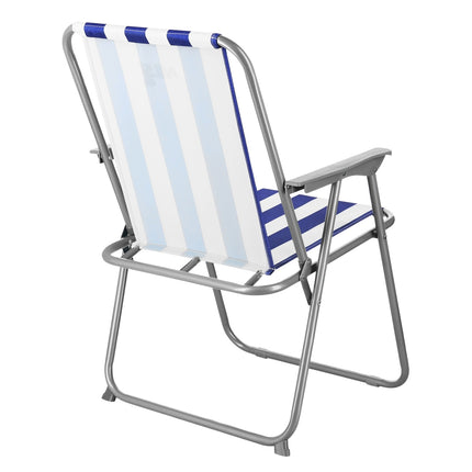 Chaise de camping pliante, bleu-blanc, design portable