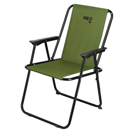 Klappbarer Campingstuhl, grün, Stahlrahmen, 110 kg