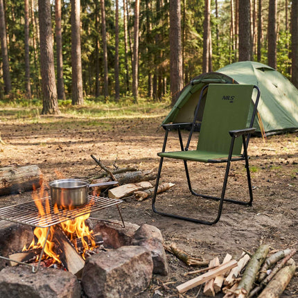Klappbarer Campingstuhl, grün, Stahlrahmen, 110 kg