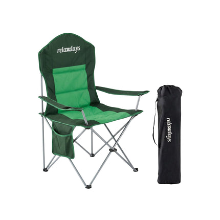 Chaise de camping pliante - Dossier haut, assise rembourrée, sac de transport
