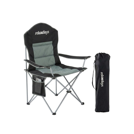 Klappbarer Campingstuhl – Hohe Rückenlehne, gepolsterter Sitz, Tragetasche