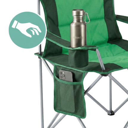 Chaise de camping pliante - Dossier haut, assise rembourrée, sac de transport
