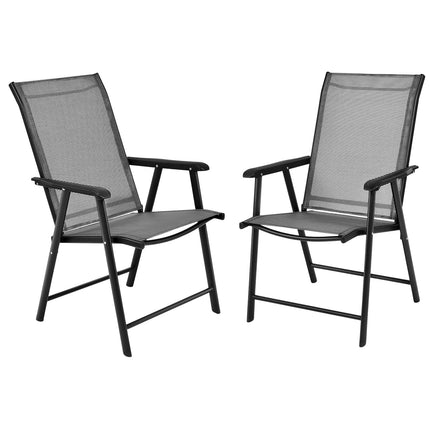 Klappbare Campingstühle Set, Grau, Metallrahmen, 2er-Pack