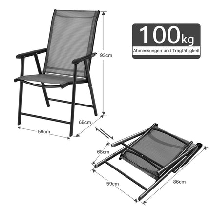 Klappbare Campingstühle Set, Grau, Metallrahmen, 2er-Pack