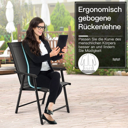 Klappbare Campingstühle Set, Grau, Metallrahmen, 2er-Pack