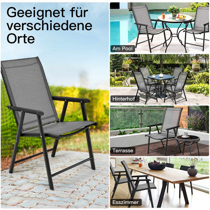 Klappbare Campingstühle Set, Grau, Metallrahmen, 2er-Pack