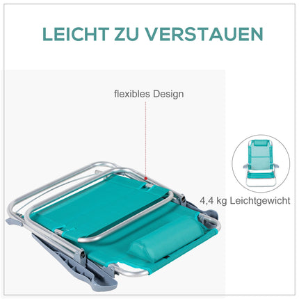 Ensemble de 2 chaises de camping pliantes, dossier en maille réglable, turquoise