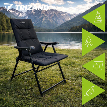 Chaise de camping pliante avec dossier, 59 x 70 x 91 cm