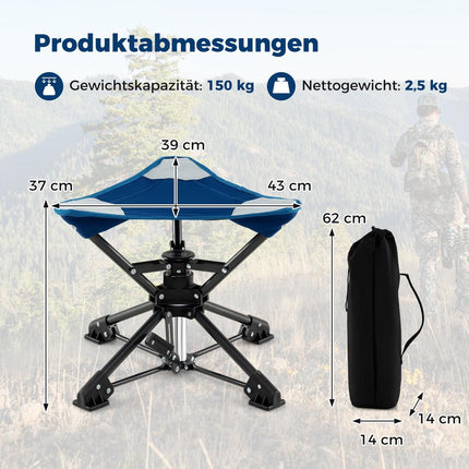 Tabouret de camping pliable avec pivot à 360° et pieds anti-enfoncement