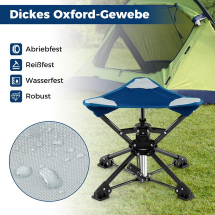 Tabouret de camping pliable avec pivot à 360° et pieds anti-enfoncement